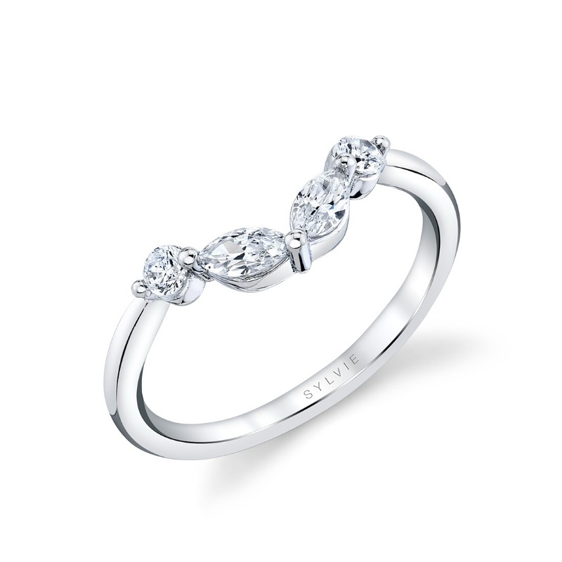 Diamond Curved Wedding Band - Alina