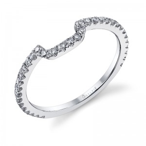 PLATINUM CONTOURED PRONG SET WEDDING BAND WITH .30TWT ROUND SI1 CLARITY & GH COLOR DIAMONDS