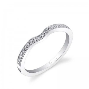14K WHITE GOLD U SHAPED FITTED BAND WITH .13TWT ROUND SI1 CLARITY & GH COLOR DIAMONDS