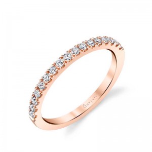 14K ROSE GOLD BAND WITH .29CTTW ROUND SI CLARITY & GH COLOR DIAMONDS SIZE 5.5