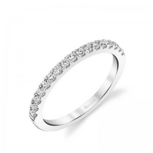 18K WHITE GOLD PRONG SET BAND WITH .29TWT ROUND SI CLARITY & GH COLOR DIAMONDS SIZE 6.5