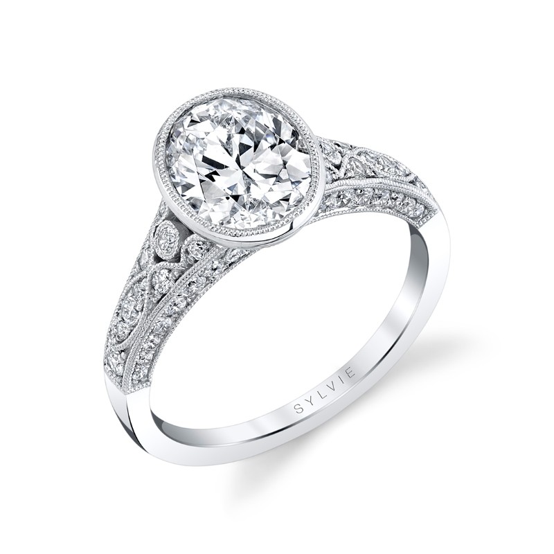 Oval Cut Modern Vintage Bezel Engagement Ring - Barbara