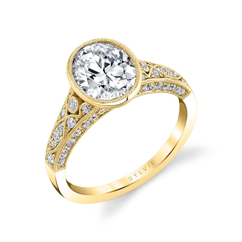 Oval Cut Modern Vintage Bezel Engagement Ring - Barbara