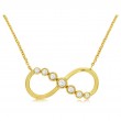 14K YELLOW GOLD INFINITY PENDANT WITH .22CTTW ROUND BEZEL SET DIAMONDS ON AN 18