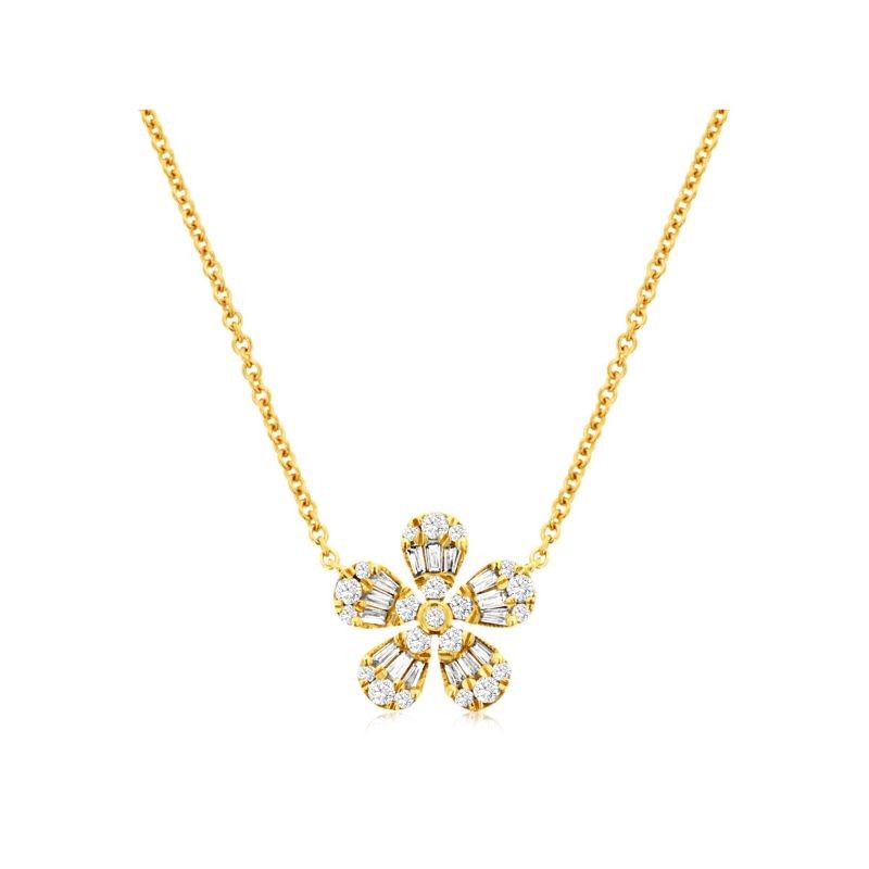 14KY Diamond Flower Necklace