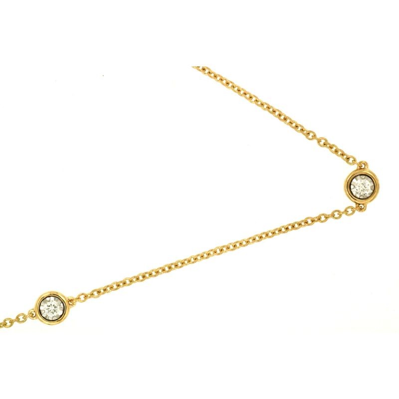 14K YELLOW GOLD DIAMONDS BY THE YARD NECKLACE WITH .25CTTW ROUND I1 CLARITY & HI COLOR BEZEL SET DIAMONDS