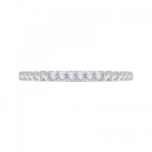 Euro shank Diamond Half Eternity Wedding Band in 14K White Gold