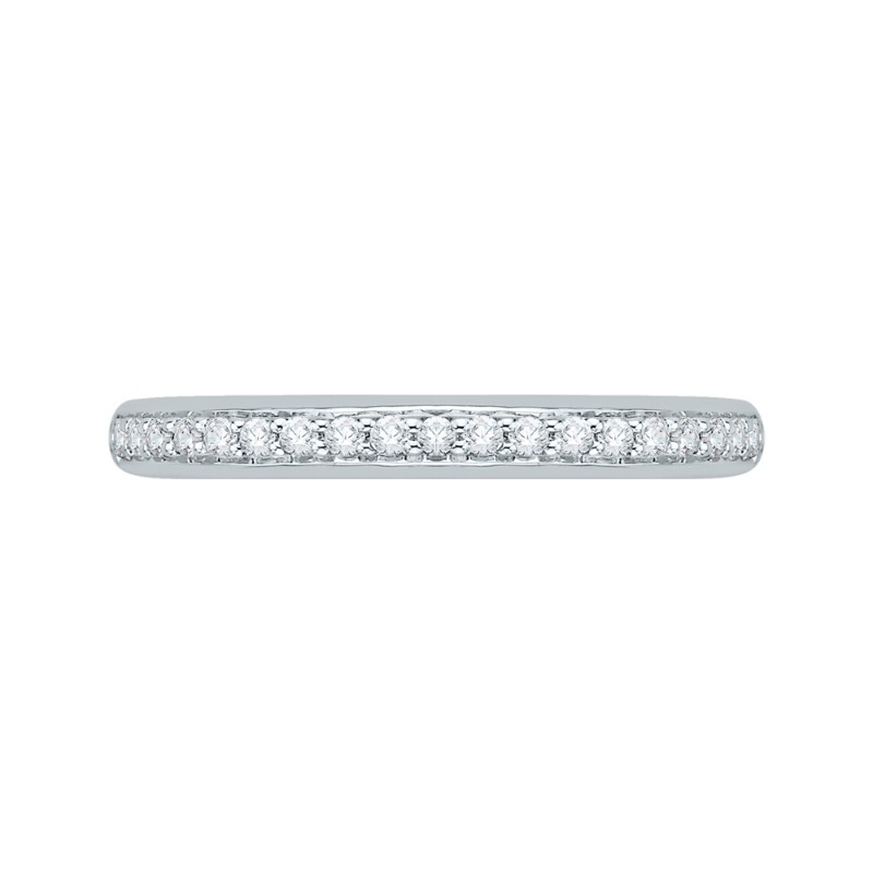 Euro Shank Round Diamond Half-Eternity Wedding Band in 14K White Gold