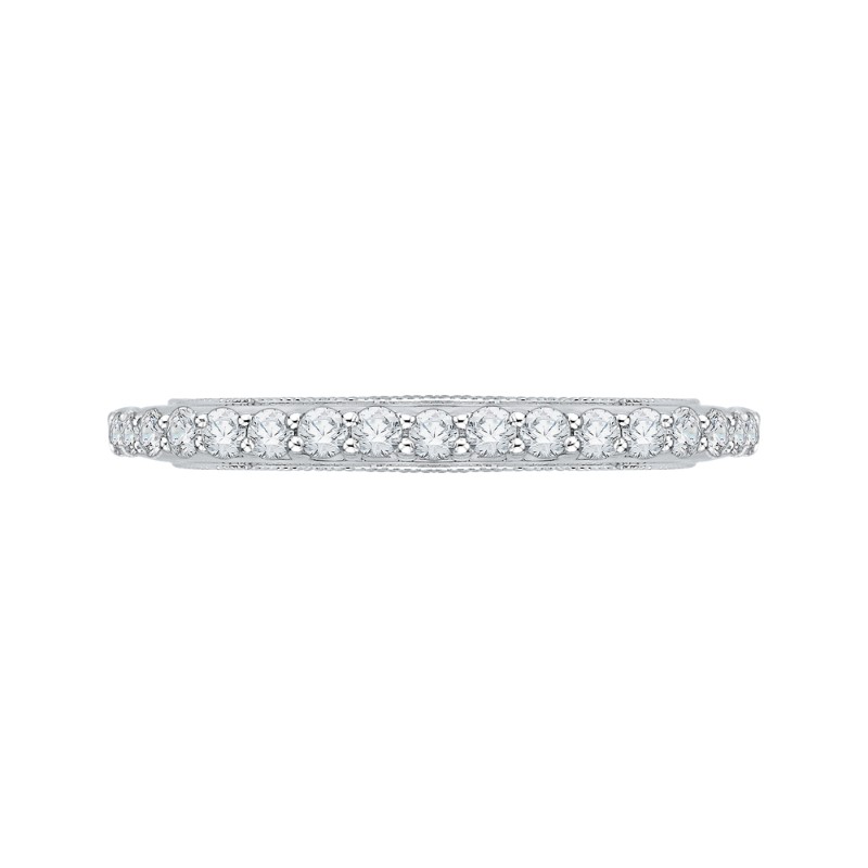 Euro Shank Round Diamond Wedding Band in 14K White Gold