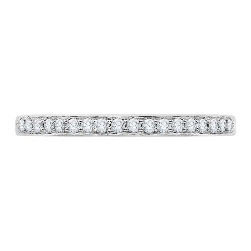 Euro Shank Round Diamond Half-Eternity Wedding Band In 14K White Gold