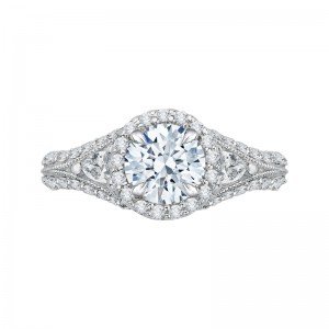 Split Shank Diamond Halo Engagement Ring in 14K White Gold (Semi-Mount)