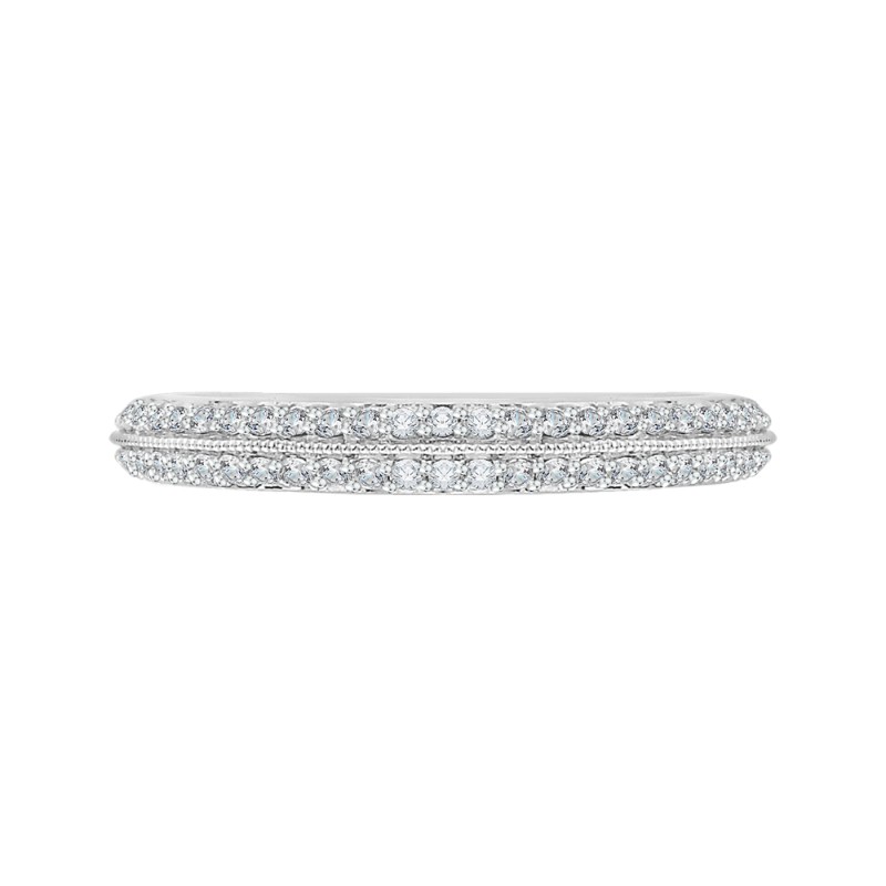 Euro Shank Two Row Diamond Wedding Band in 14K White Gold