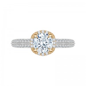 Euro Shank Round Diamond Engagement Ring in 14K Two-Tone Gold (Semi-Mount)