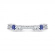 Round Diamond Wedding Band with Sapphire in 14K White Gold