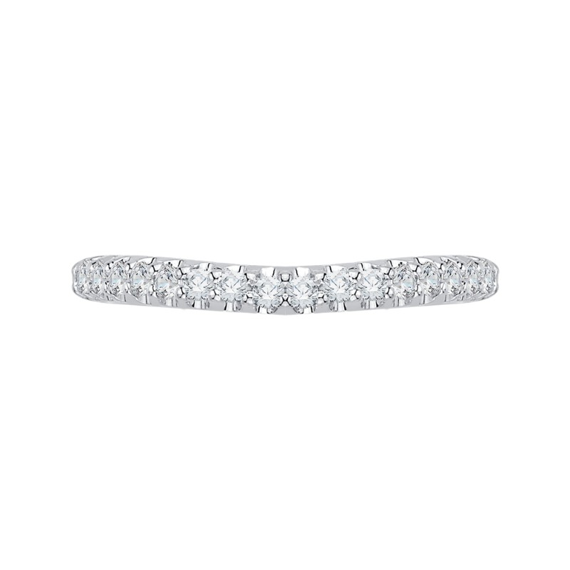 Euro Shank Round Diamond Half-Eternity Wedding Band in 14K White Gold