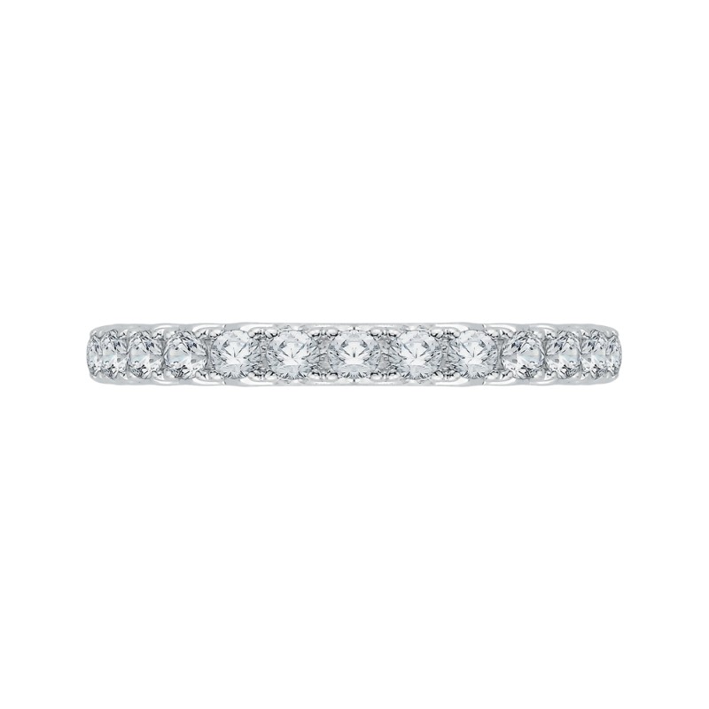 Round Diamond Half-Eternity Wedding Band in 14K Two Tone Gold