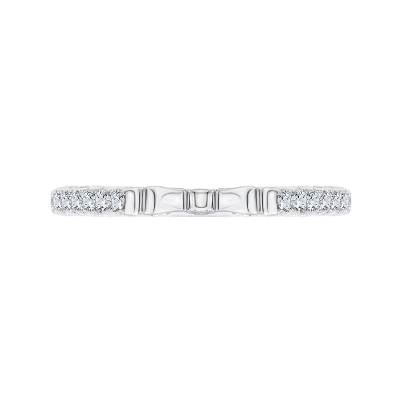 Euro Shank Round Diamond Wedding Band in 14K White Gold