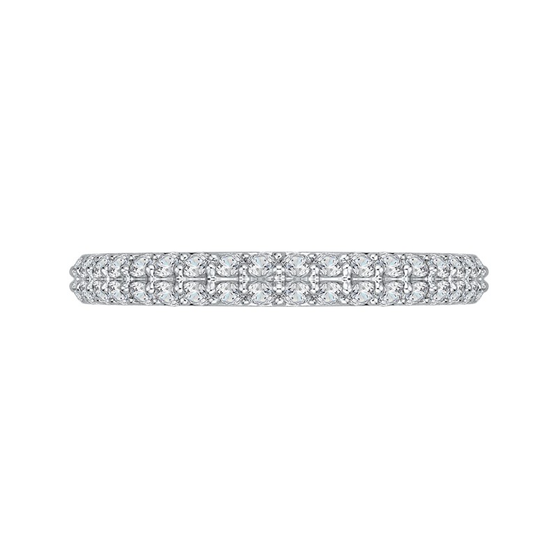 Euro Shank Round Diamond Wedding Band in 14K White Gold