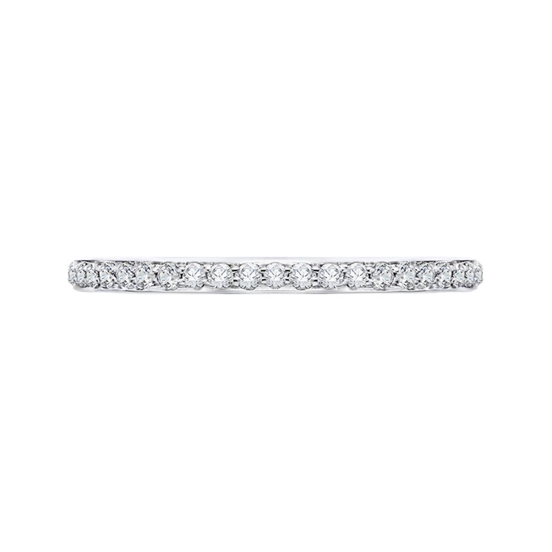 Euro Shank Round Diamond Wedding Band in 14K White Gold