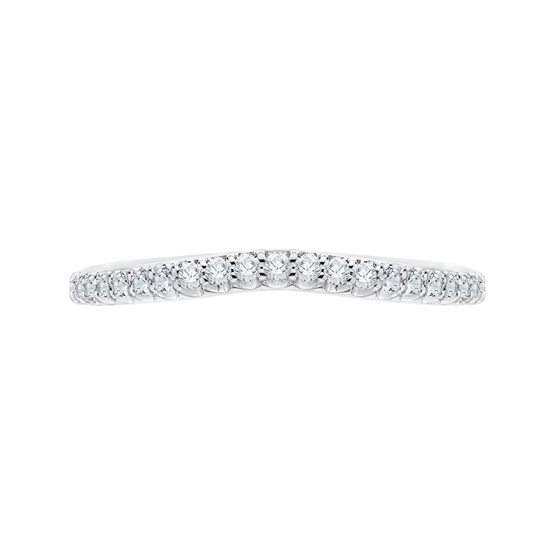 Euro Shank Round Diamond Wedding Band in 14K White Gold