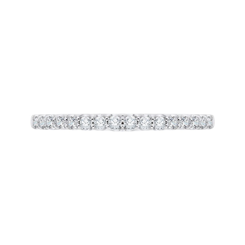 Euro Shank Round Diamond Wedding Band in 14K White Gold