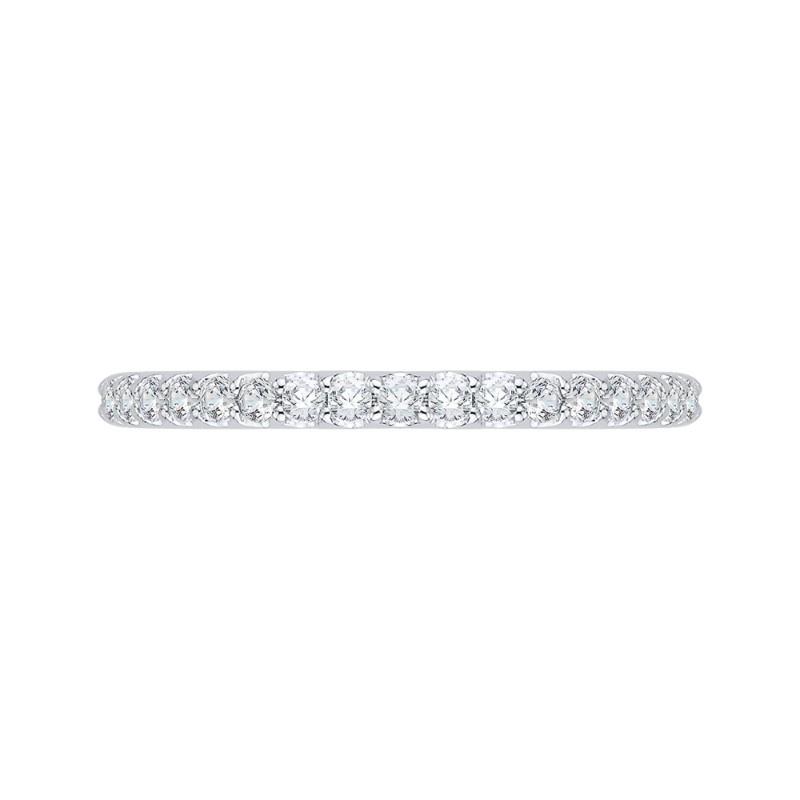 Round Diamond Half-Eternity Wedding Band in 14K White Gold