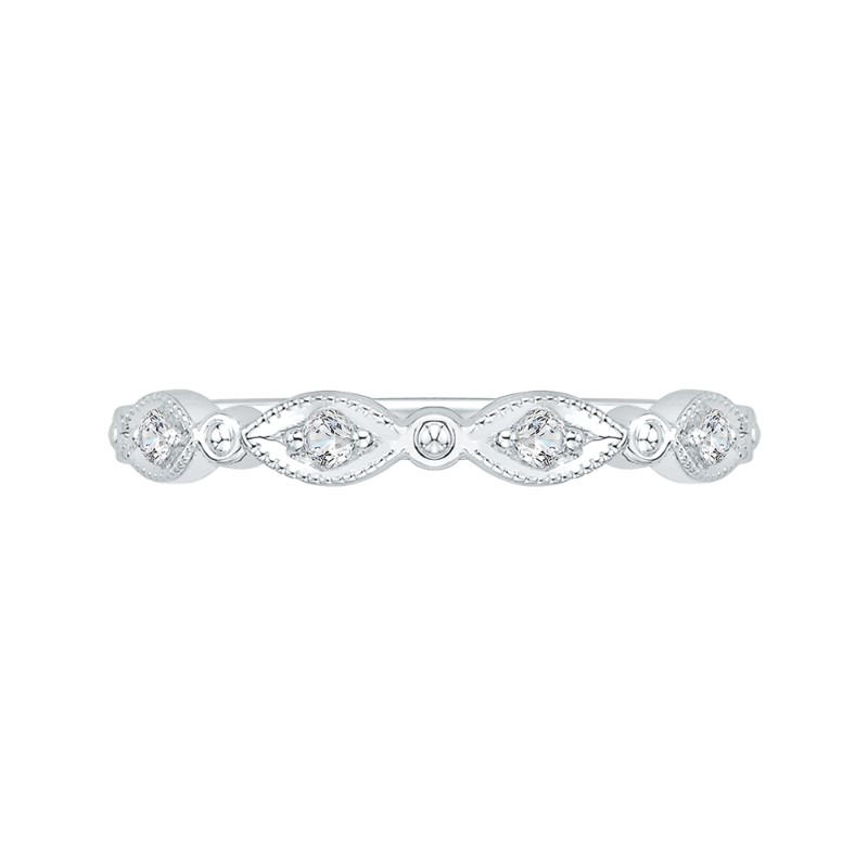Euro Shank Round Diamond Wedding Band in 14K White Gold
