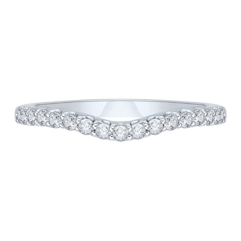 Round Diamond Half-Eternity Wedding Band in 14K White Gold