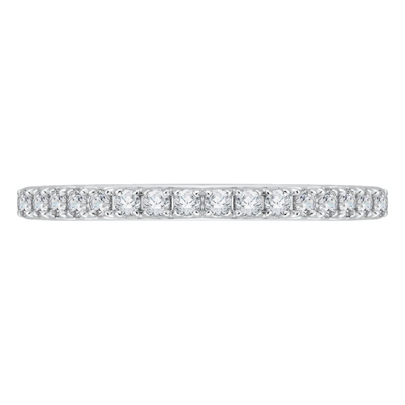 Round Diamond Half-Eternity Wedding Band in 14K Two Tone Gold