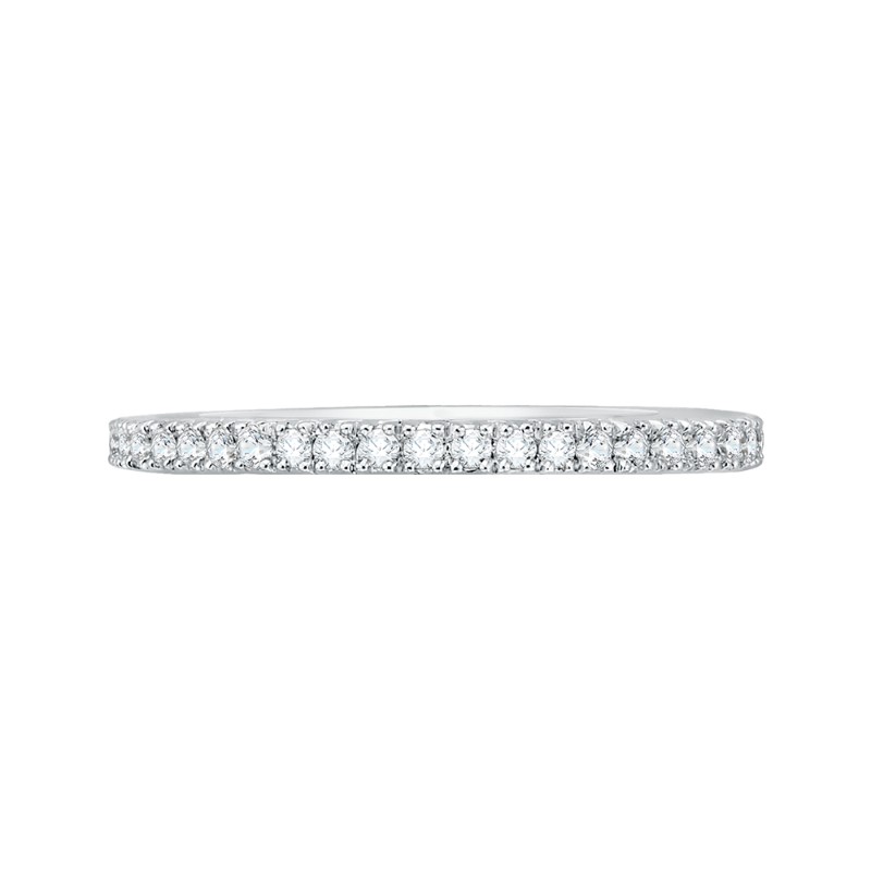 Round Diamond Half-Eternity Wedding Band in 14K Two Tone Gold