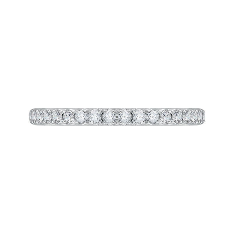 Round Diamond Half-Eternity Wedding Band in 14K Two Tone Gold