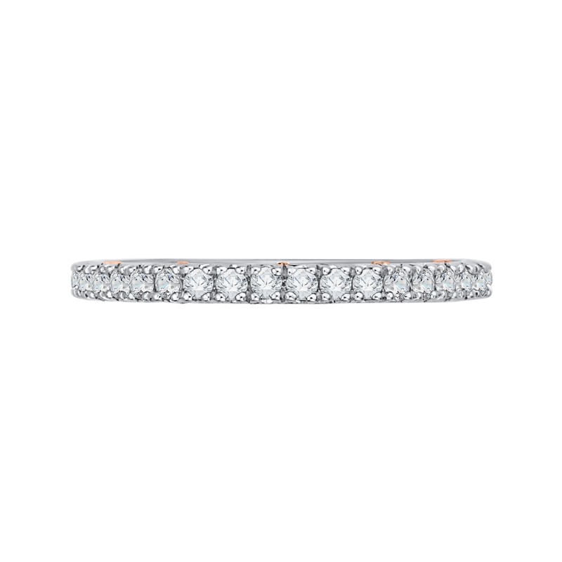 Round Diamond Half-Eternity Wedding Band in 14K Two Tone Gold