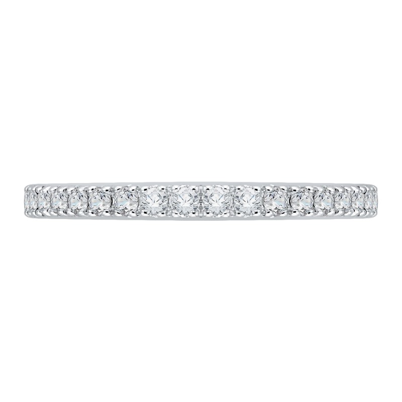 Round Diamond Half-Eternity Wedding Band in 14K Two Tone Gold