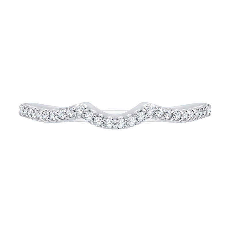 Round Diamond Half-Eternity Wedding Band in 14K White Gold
