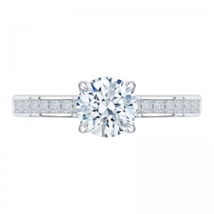 Cut Round Diamond Cathedral Style Engagement Ring in 14K White Gold (Semi-Mount)