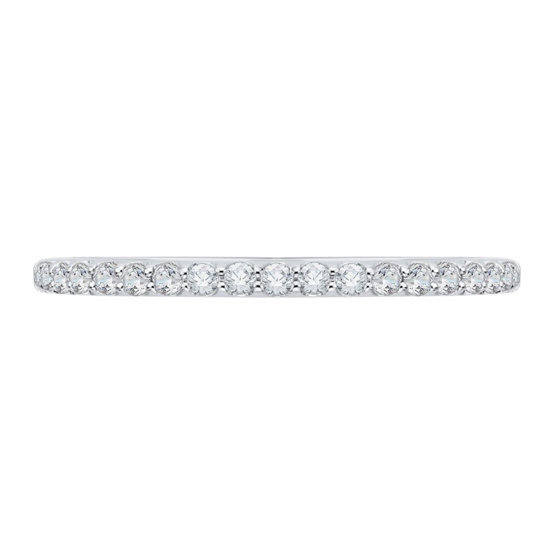 Round Diamond Half-Eternity Wedding Band in 14K White Gold