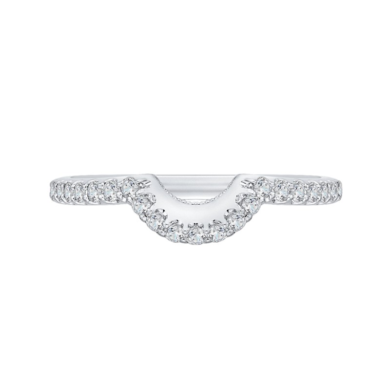 Round Diamond Half-Eternity Wedding Band in 14K White Gold