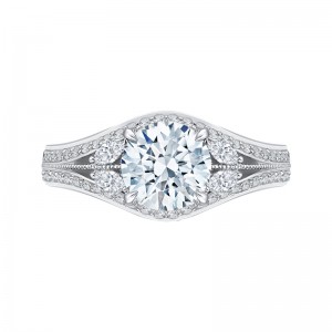 Split Shank Round Diamond Engagement Ring in 14K White Gold (Semi-Mount)