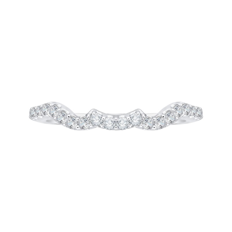 Round Diamond Half-Eternity Wedding Band in 14K White Gold