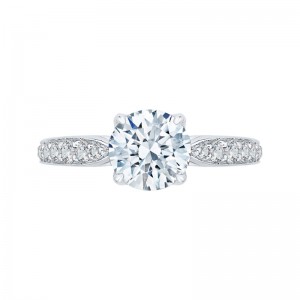 Round Diamond Floral Engagement Ring in 14K White Gold (Semi-Mount)