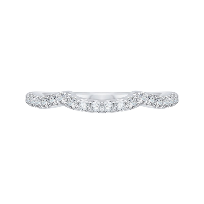 Round Diamond Half-Eternity Wedding Band in 14K White Gold