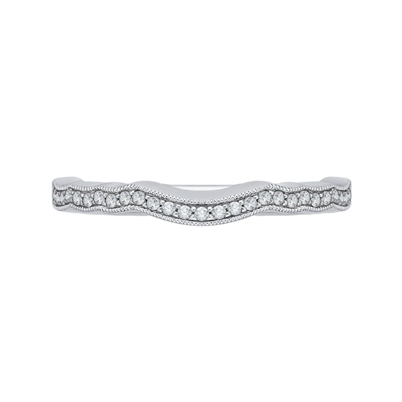 Round Diamond Half-Eternity Wedding Band in 14K White Gold