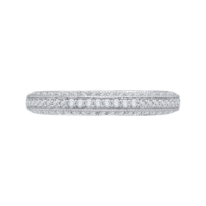 Round Diamond Half-Eternity Wedding Band in 14K White Gold
