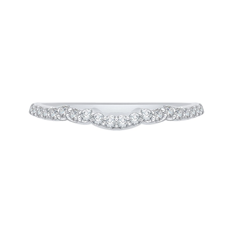 Round Diamond Half-Eternity Wedding Band in 14K White Gold
