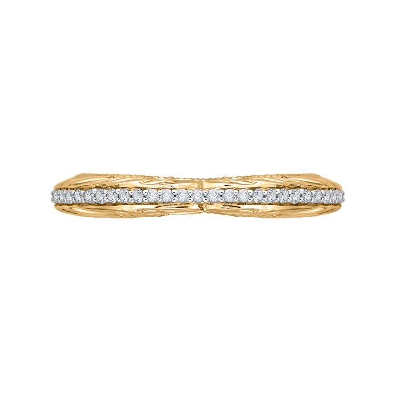 Round Diamond Wedding Band in 14K Two Tone Gold