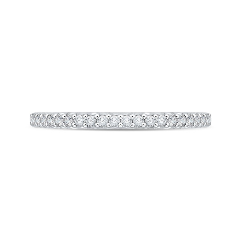 Round Diamond Half-Eternity Wedding Band in 14K Two Tone Gold
