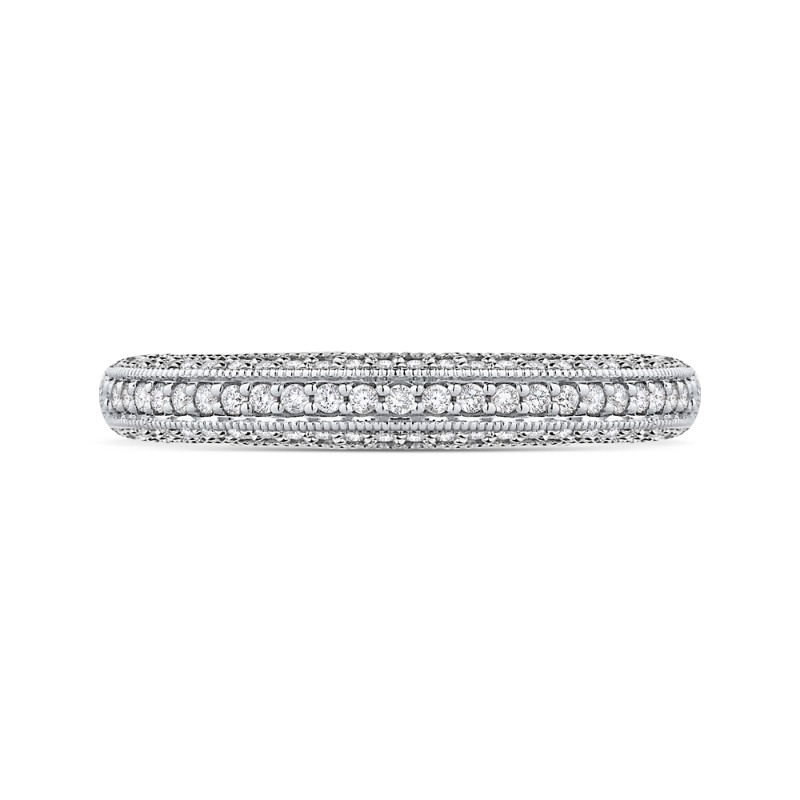 Round Diamond Half-Eternity Wedding Band in 14K White Gold