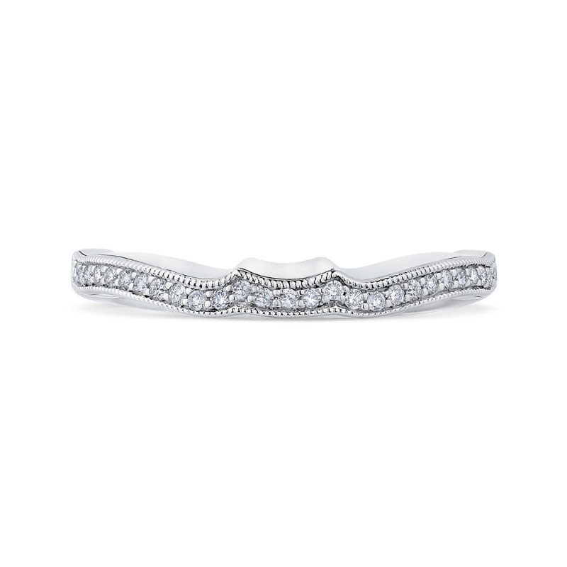 Round Diamond Half-Eternity Wedding Band in 14K White Gold