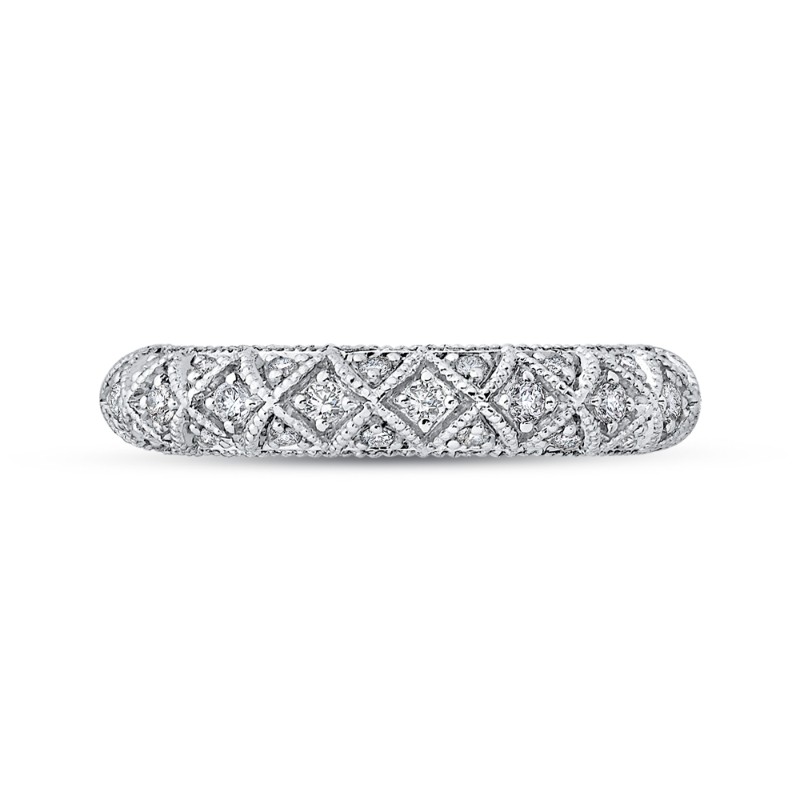 Round Diamond Half-Eternity Wedding Band in 14K White Gold