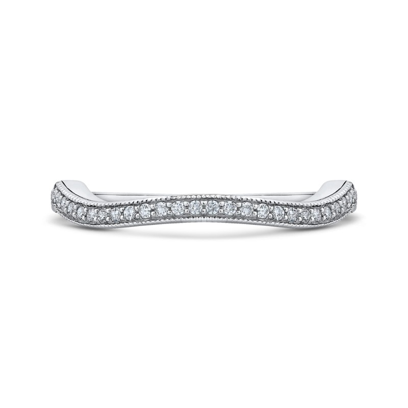 Round Diamond Half-Eternity Wedding Band in 14K White Gold